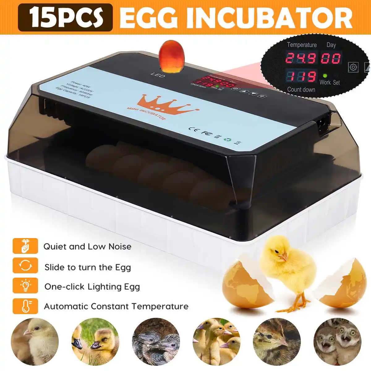 

Цифровой инкубатор выводной шкаф Брудер 16Egg 220V птица перепелиное яйцо инкубатор куриных топорик инкубатор Птицы Авто фермы инкубаторов