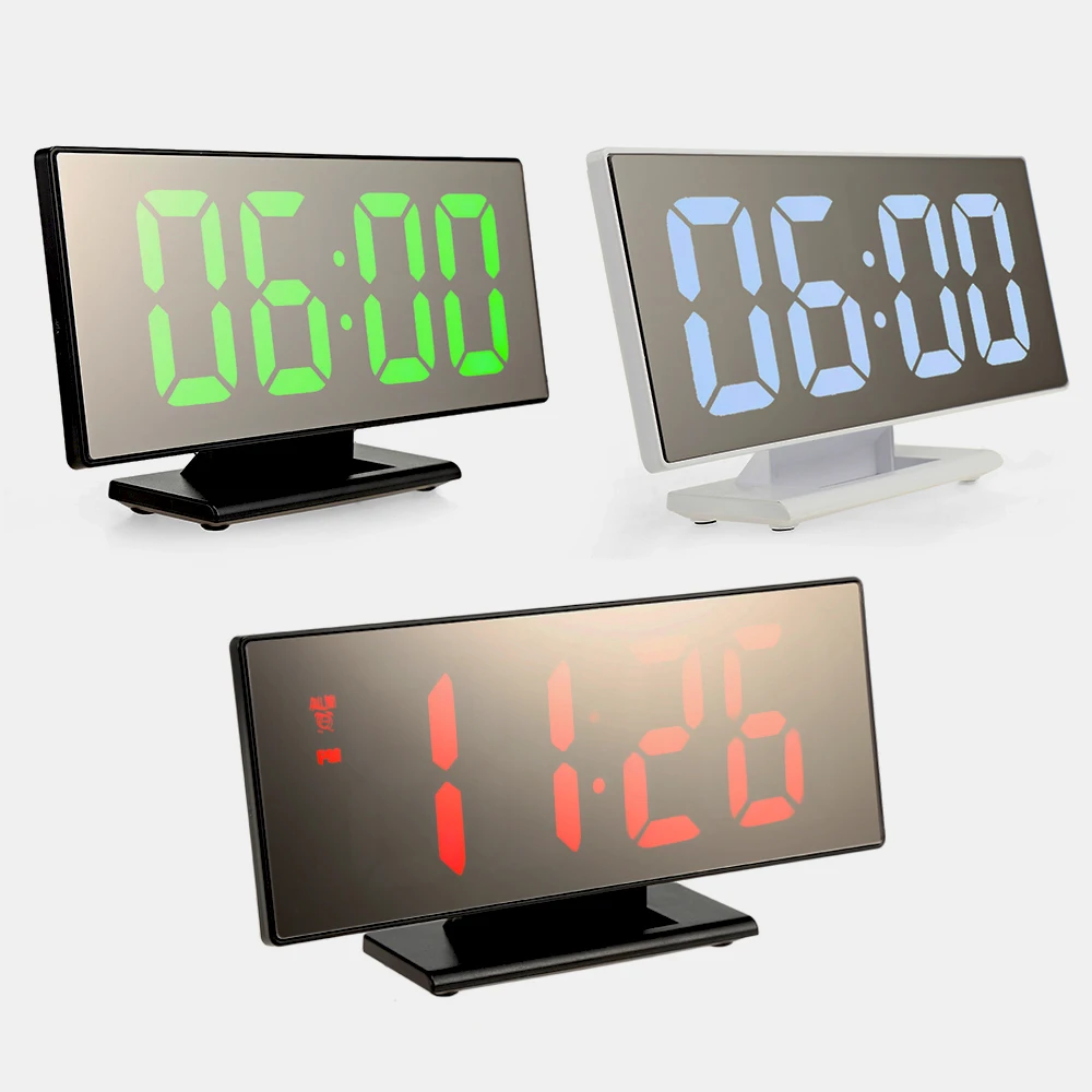 СВЕТОДИОДНЫЙ цифровой зеркальный будильник часы для домашнего декора ночник