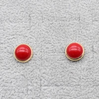 ladiesnew earrings red round drop oil with gold trim simple and generous