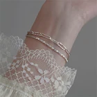 Модный темпераментный золотистый браслет-цепочка с маленькими бусинами, Простой Легкий роскошный браслет для женщин, горячие ювелирные изделия, подарки