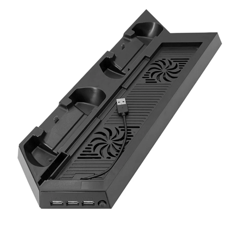 

P82F Dual Charger Station Cooling Fan Compatible with PS4 Console Vertical Stand with USB HUB Port Game Accessories