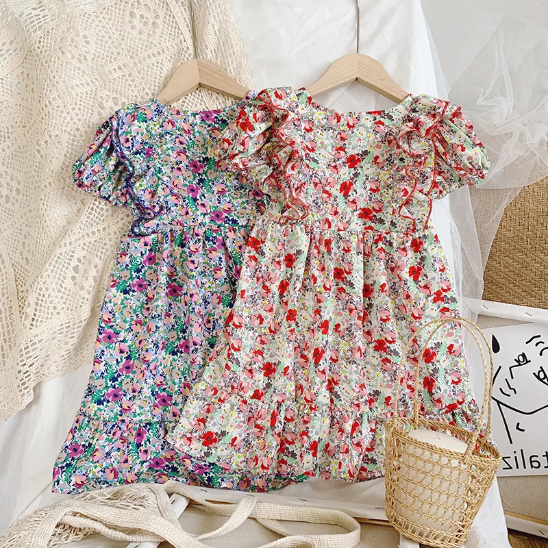 

Summer Girl Dress 2021 Fancy Princess Dresses For Girls Korean Wedding Frilled Button Lace Children'S Clothing Baby Kids Clothes