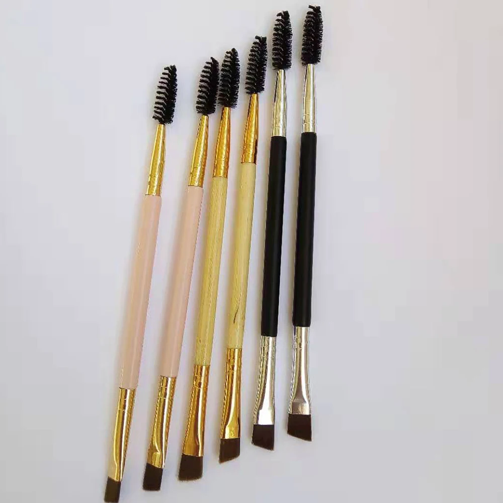 AMSIC 2 шт. Кисть для макияжа ручка бровей двойной инструмент бамбуковая