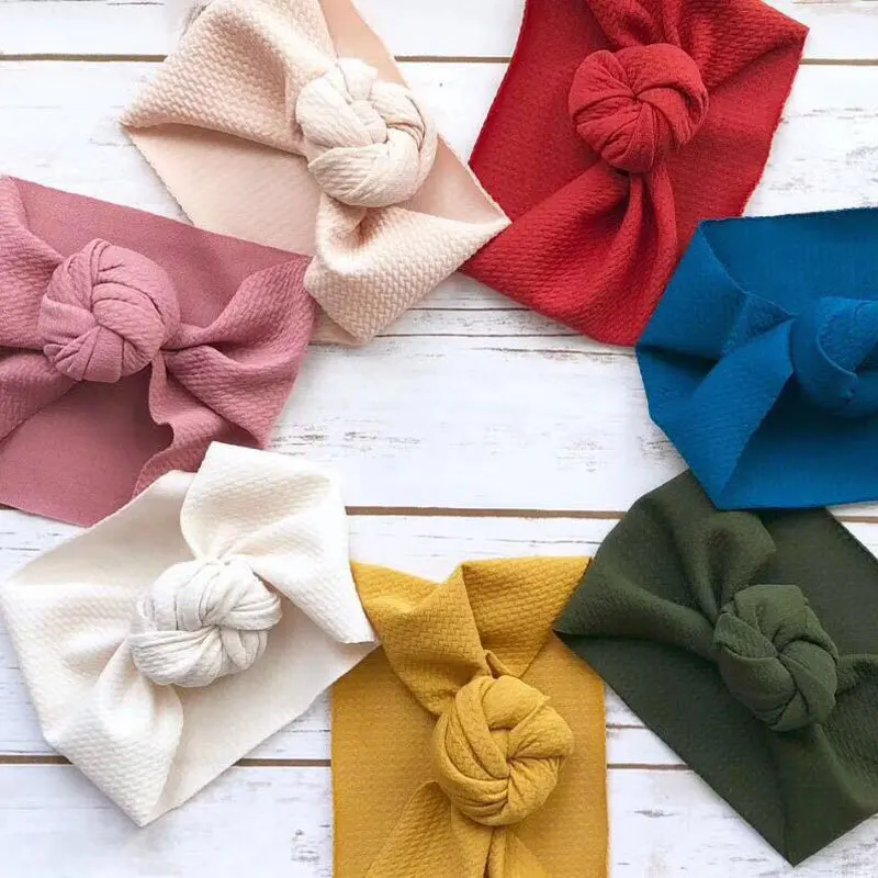 

Knotted Baby Headbands Solid Color Newborn Headwrap Hairband Stretch Girls Headbands Turban Babe 3-18M