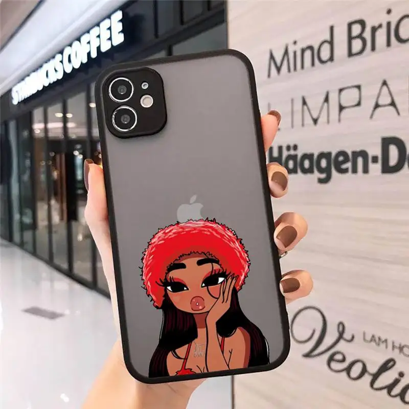 

Cartoon sexy european and american girl Phone Cases Matte Transparent for iPhone 7 8 11 12 s mini pro X XS XR MAX Plus