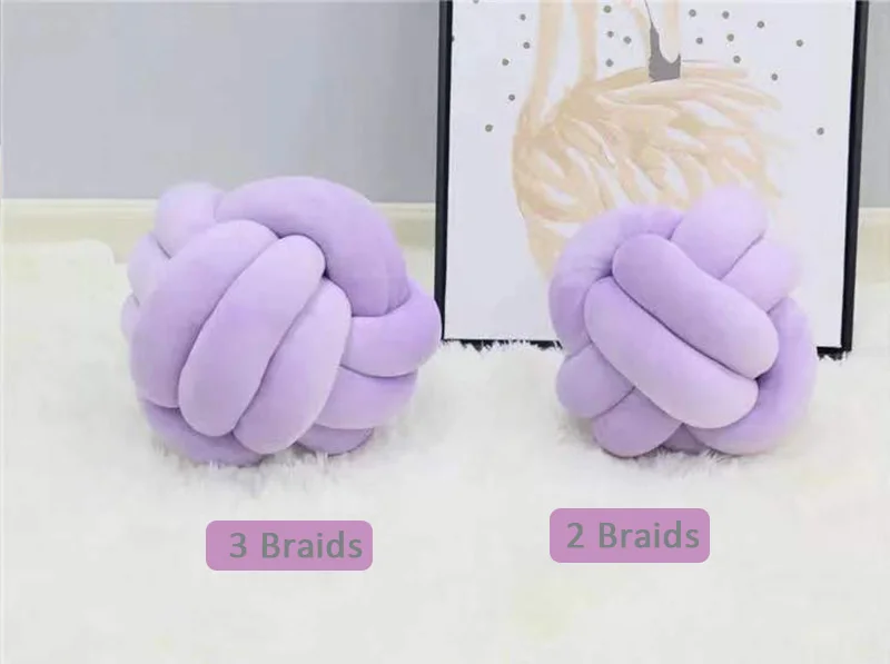 Purple-3 braids 3 косички/2 косички тканые Детские Декор детской кроватки завязанная узлом, заплетенная плюшевая детская колыбель Декор новорожденный подарок подушка - Цвет: Purple-3 braids