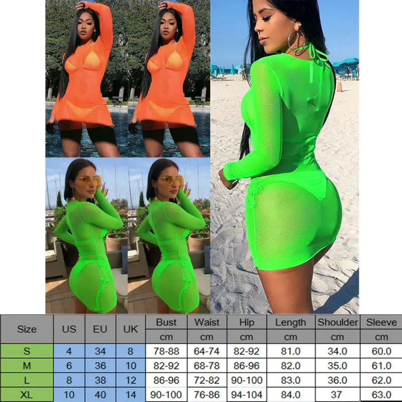 

Women's Sheer Mesh Bikini Cover Up Swimwear Swimsuit Bathing Summer Beach Dress