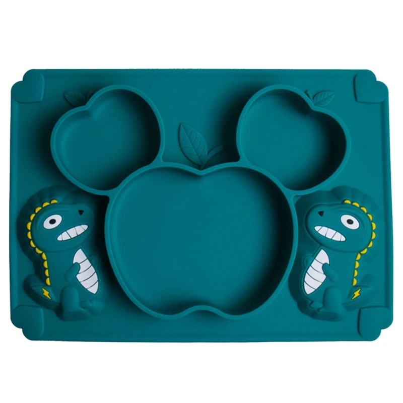 

Baby Training Feeding Food Bowl Anti Slip Cartoon Dinosaur Silicone Suction Divided Plate Tray Utensil BPA-Free Dishes for