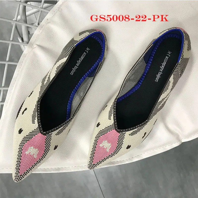 5008-22 Pink Flats Genshuo/Женская обувь на плоской подошве; Zapatos de Mujer; женские балетки на плоской подошве; слипоны с острым носком; женская повседневная обувь; мягкие лоферы - Цвет: 5008-22 Pink Flats