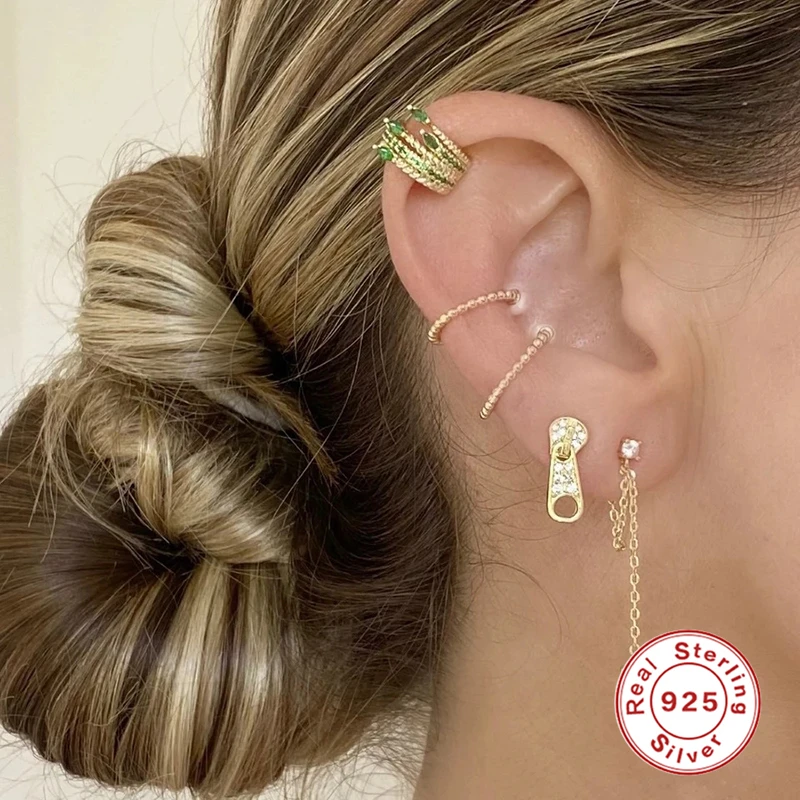 

BOAKO Stud Earrings Cartilage Pendientes Solid 925 Sterling Silver Fine Jewelry Bling Small Woman Earring For Anniversary