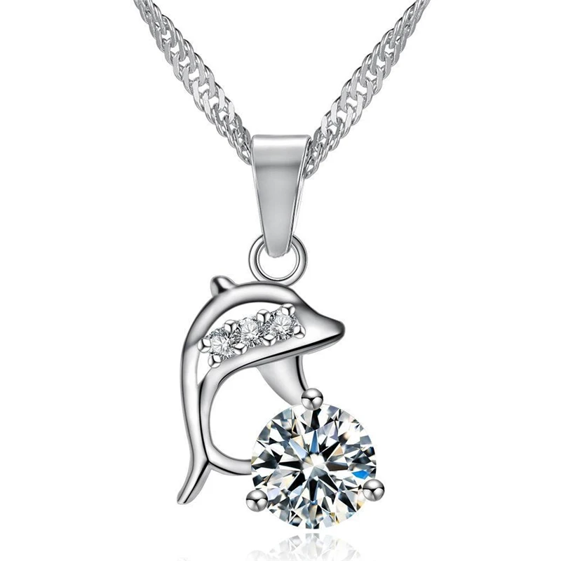 

Creative Dolphin Pendant Collarbone Necklace Charming Women's Crystal Zircon Choker Accessories Fashion Lady Party Jewelry Gift