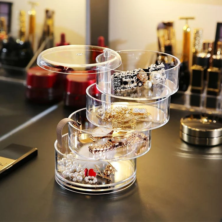 4 Слои Акриловые Макияж Организатор Box Прозрачный акриловый ящик для хранения