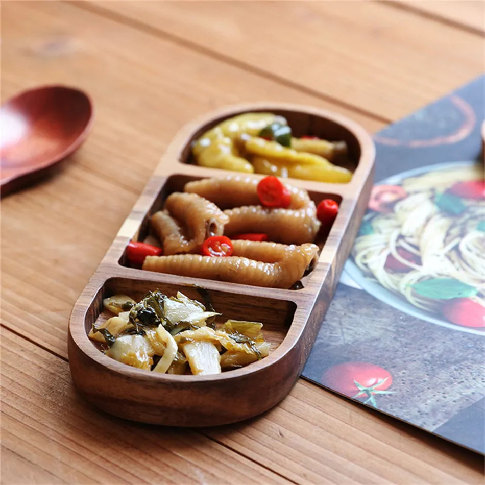 Посуда чайный поднос контейнер пищевая тарелка деревянная фруктовые блюда ретро