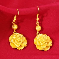 vivid flower shaped yellow gold filled beautiful women dangle earrings pretty gift