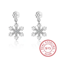 tiny simple 925 sterling silver snowflake stud earrings for women girl christmas gift pendientes oorbellen s e944