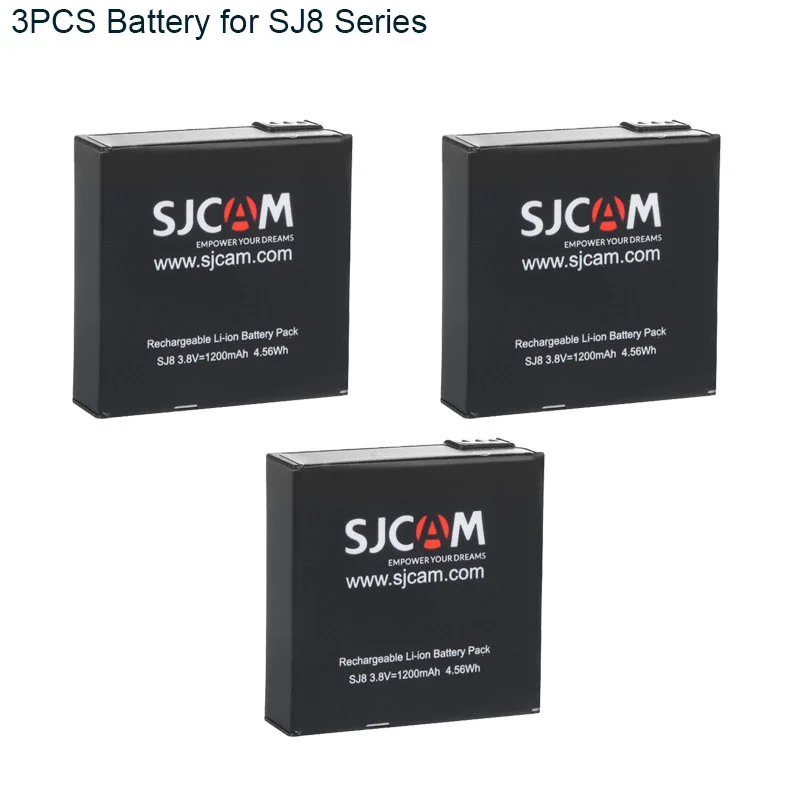 3Battery Аккумулятор SJCAM SJ8 Pro 1200 мАч литий-ионные аккумуляторы для SJCAM SJ8 Plus/SJ8 аксессуары для воздушной экшн-камеры - Цвет: 3Battery