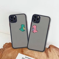 cute animal couple dinosaur phone case for iphone 13 12 11 pro max mini xs 8 7 plus x se 2020 xr matte transparent cover