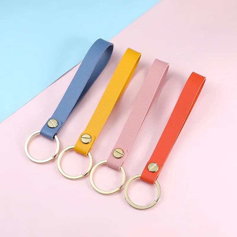 

Fashion Women 8 Colors Wrist Strap Key Holder Artificial Leather Rope PU Keychain Business Auto Keyring Gift for Girlfriend