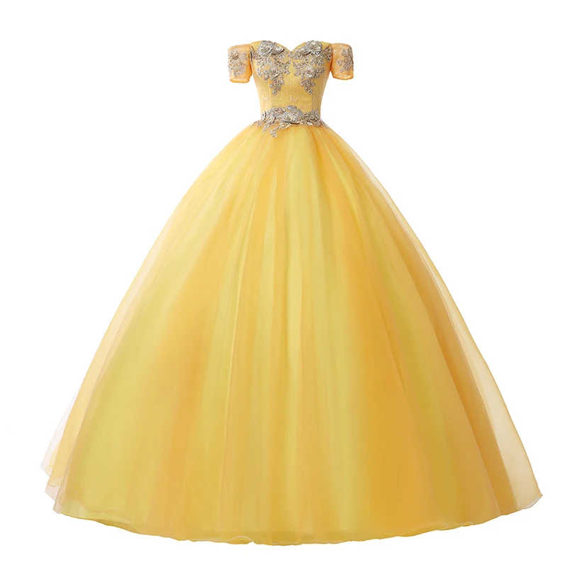Quinceanera Dresses 2021 New Luxury Gold Ball Gown Party Prom Vintage Robe De Bal Formal Sweet Vestido Quincenera | Свадьбы и