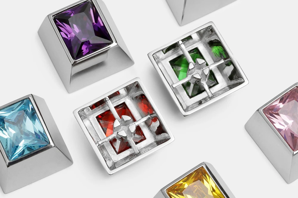 sadan silver gem backlit silver artisan keycaps for mx stem mechanical keyboards yellow pink blue red green purple black free global shipping