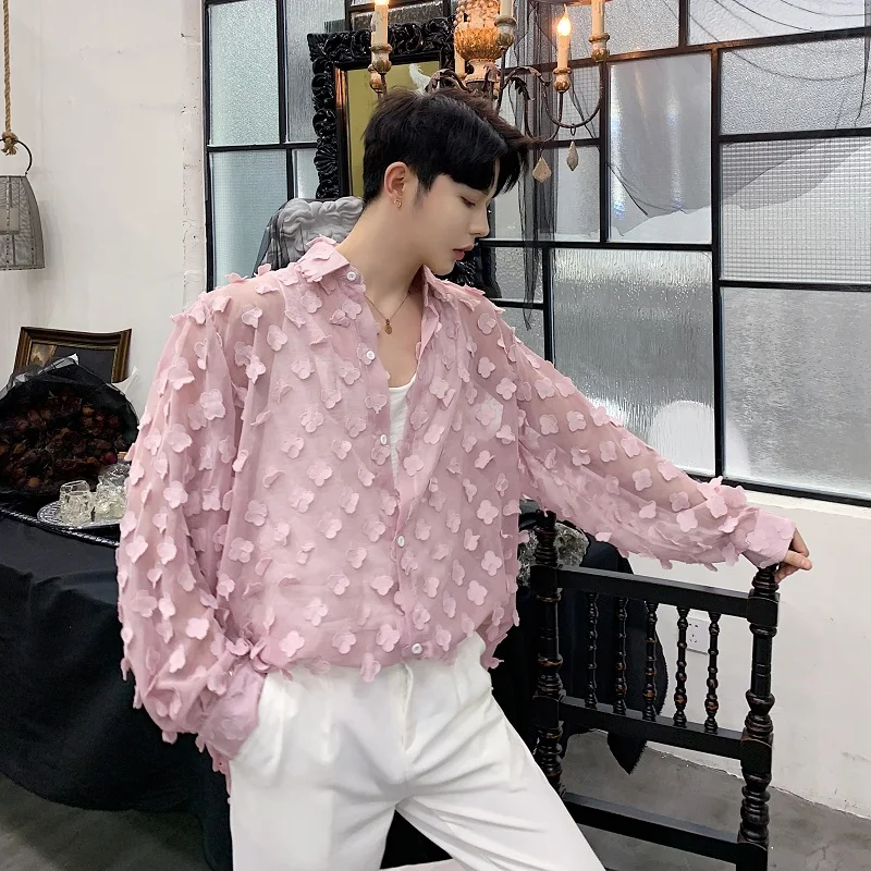 Рубашка Мужская/Женская с длинным рукавом тонкая прозрачная пикантная