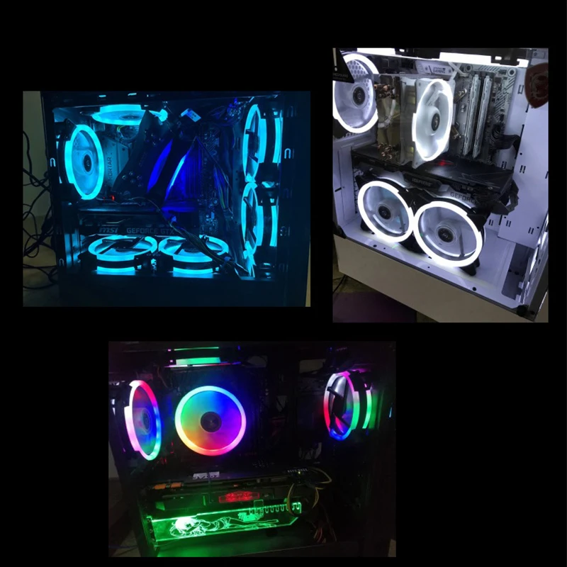 Вентилятор охлаждения для чехла компьютера 120 мм 3 контакта цветной синий красный