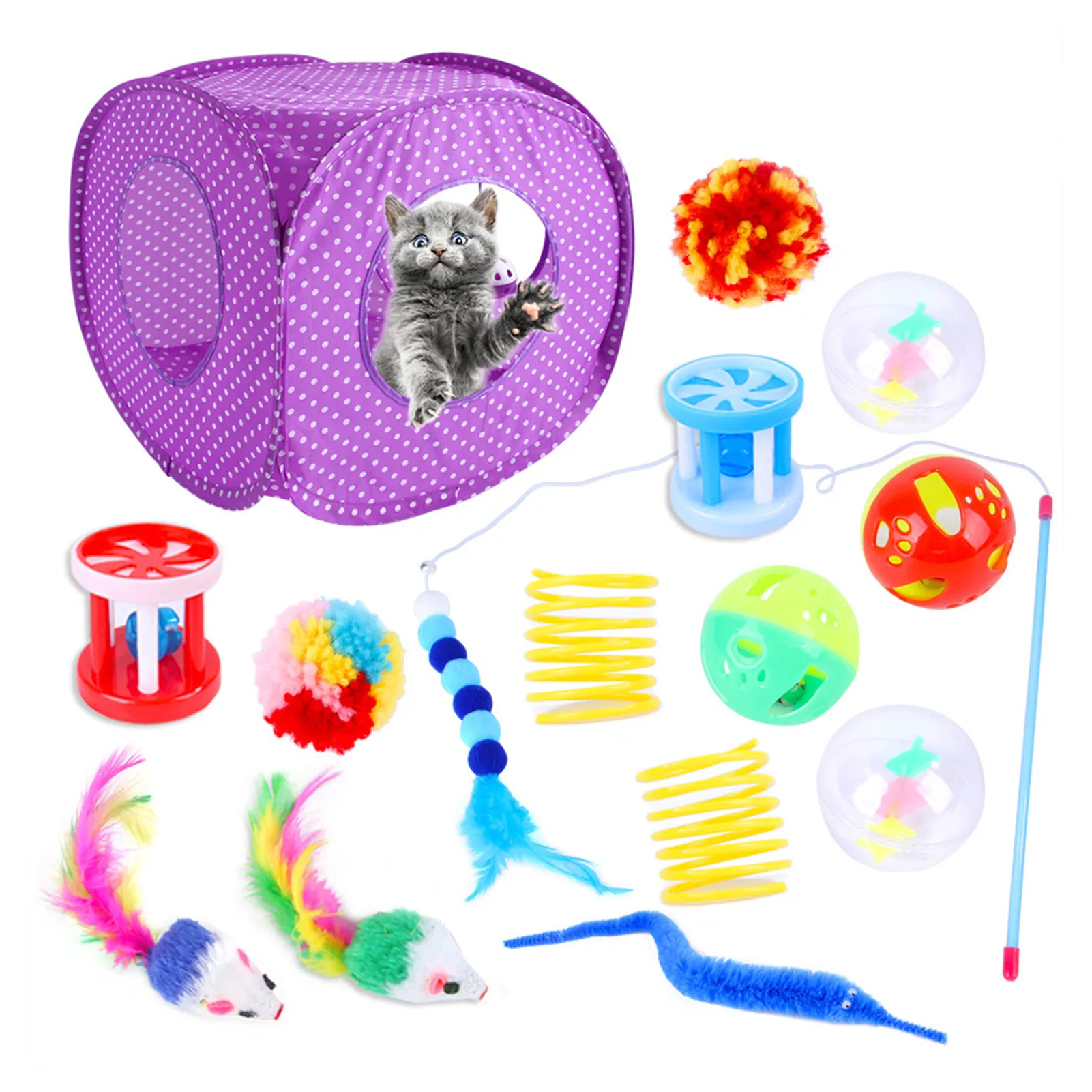 

15 шт. кошка игрушка набор кошка палатка палка-игрушка для кота мячик-мышь колокольчики кошки животное игрушка интерактивная игрушка продук...