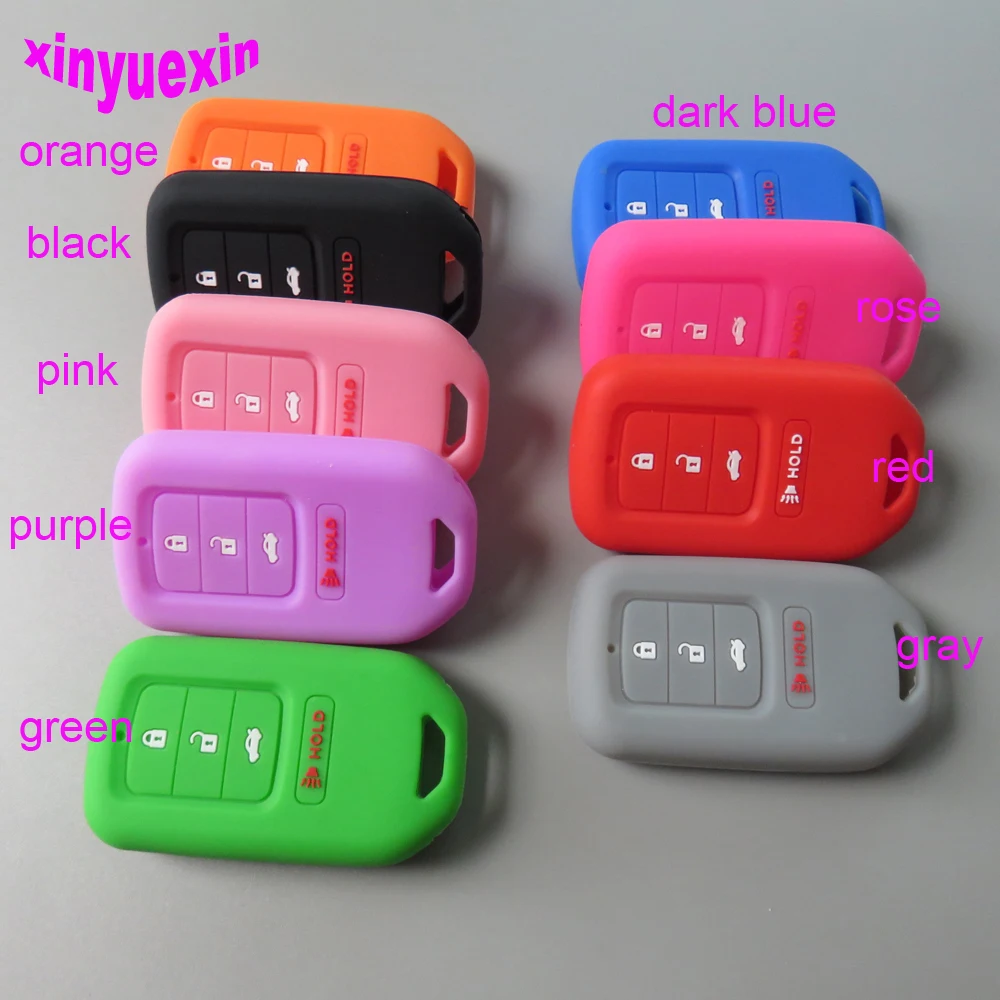 

50pcs Xinyuexin Silicone Car Key Cover Case For Honda 2013 2014 Accord Civic Pilot CRV HRV EX EXL 3+1 4 Buttons Remote Key