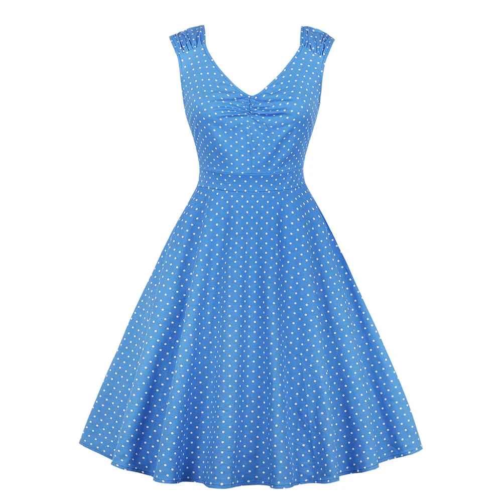 Женское винтажное платье на бретелях с принтом в горошек большого размера для