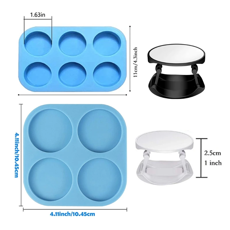 

4/6 Cavity Circle Phone Grip Epoxy Resin Mold On Top Phone Socket Silicone Mould DIY Crafts Jewelry Casting Tool