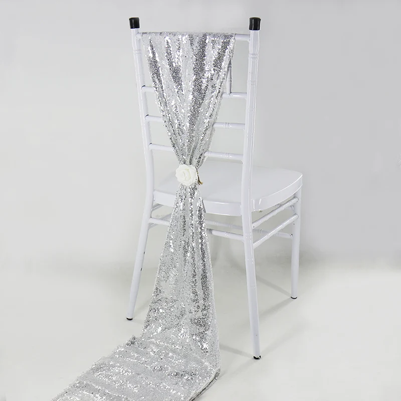 1pcs 30x275cm Sequin Table Runner Sparkly Wedding Party Decoration Party Event Bling Table Decoration Shiny Gold Color - Цвет: silver