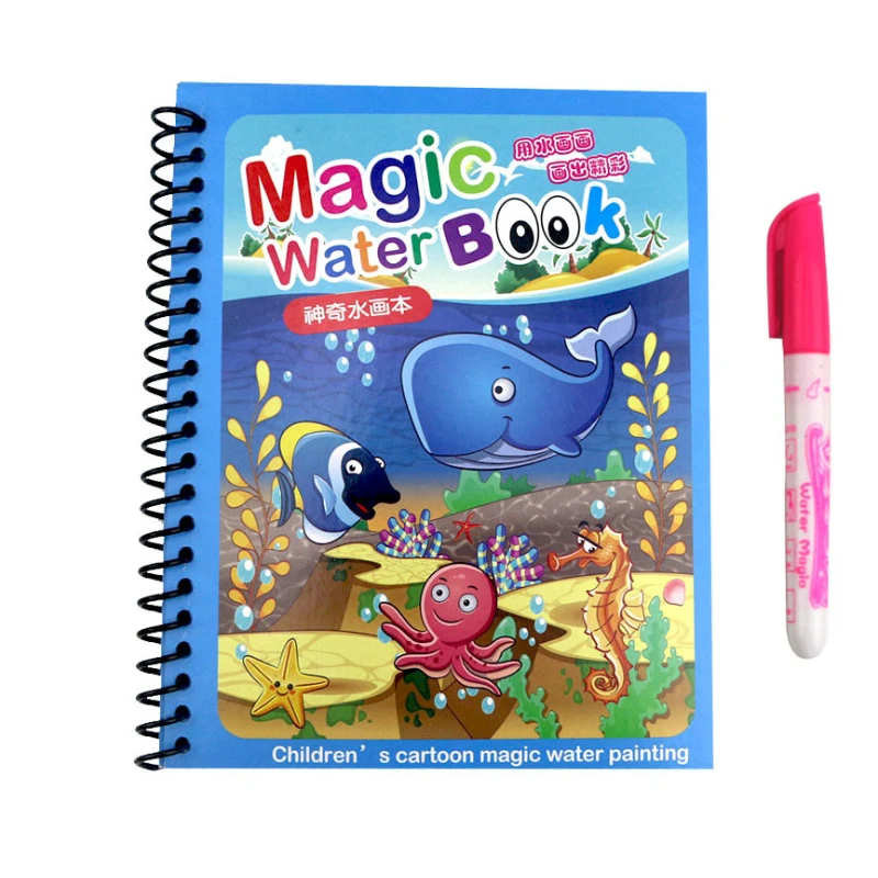 

Разноцветная книга, многоразовая книга для рисования с волшебной водой, сенсорное раннее образование для детей, подарок на день рождения, и...