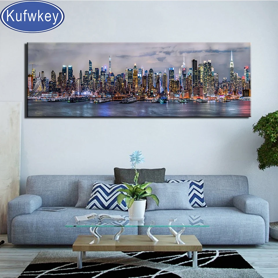 Большой алмазов картина пейзаж город diy Алмазная алмазной мозаики картины 5d