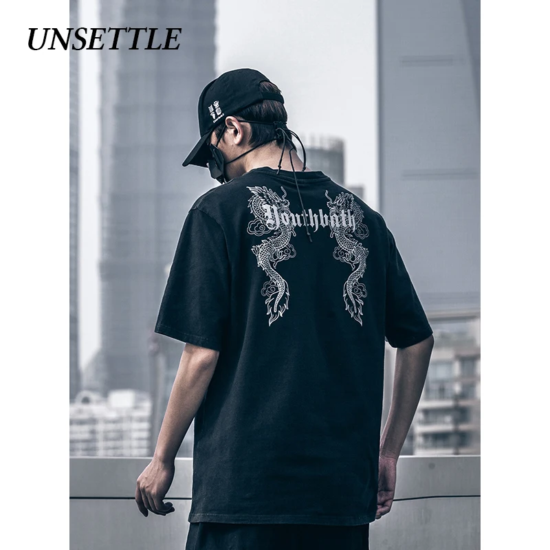 UNSETTLE 2020SS Harajuku Мужская/женская футболка с принтом старого Wash летняя уличная