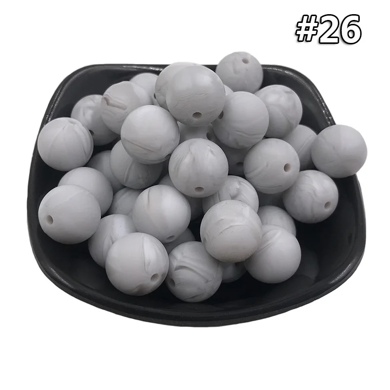 Silicone teether 26 20 шт. Силиконовая Круглая Бусина 12 мм Экологичное Сенсорное ожерелье-прорезыватель для кормления пищи аксессуары DIY Ювелирные изделия Детский Прорезыватель игрушка - Цвет: Silicone teether 26