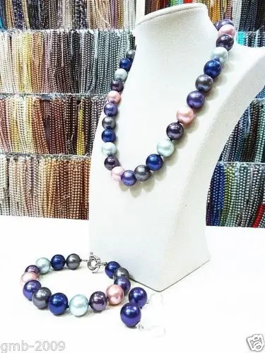 Редкий 14 мм натуральный микс цвета Морская раковина жемчужное ожерелье браслет