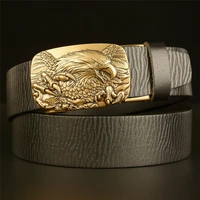 mens belts genuine leather top layer cowhide big usa eagle automatic buckle newest crack pattern casual belt strap belt for male