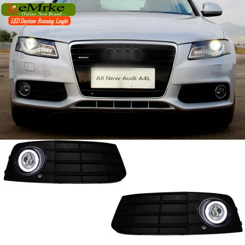 EEMRKE FOR Audi A4 B8 2008-2010 2011 COB Angel Eyes DRL Daytime Running Lights Tagfahrlicht H11 Halogen 12V 55W Fog Light Lamp | Автомобили