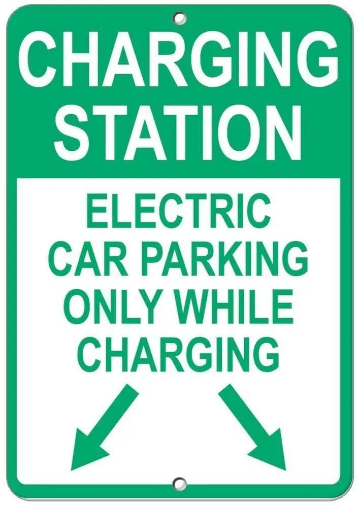 

Metal Signs,Charging Station Electric Car Parking Charging Road Sign Business Sign 12X16 in,Metal Warning and Logo Decoration
