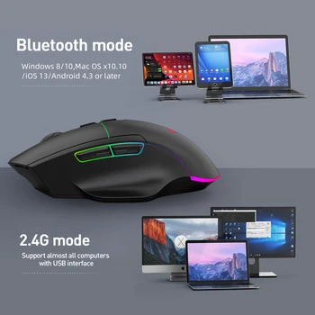 Three-mode 2.4G Bluetooth Wired Gaming Mouse 1600DPI Optical Computer Mouse RGB Wireless Mice USB Mouse For Gamer Office Laptops 4
