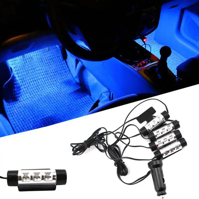Car One with Four Atmosphere Lights Interior Decoration Foot LED Glowing Blue Light Accessories Decorative Lamps Strips | Автомобили и