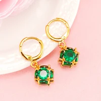 cute small hollow out red gren austrian zircon stud earrings fashion cz crystal earrings for women 24k gold jewelry bijoux gifts