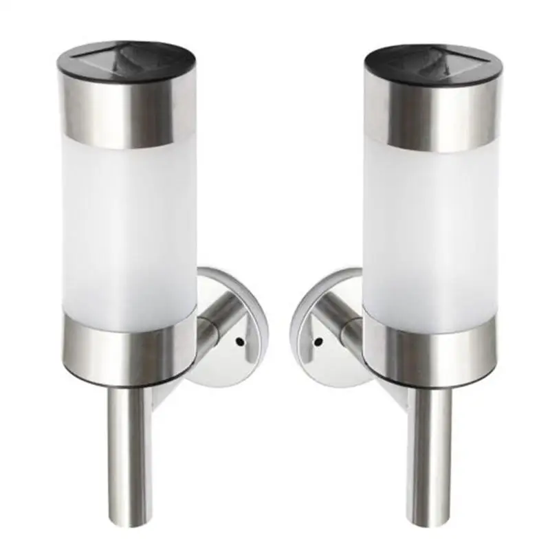 MeterMall 2 Pcs Waterproof Solar-Powered Stainless Steel LED Wall Lamp Yard Street Fence Light Decoration | Освещение