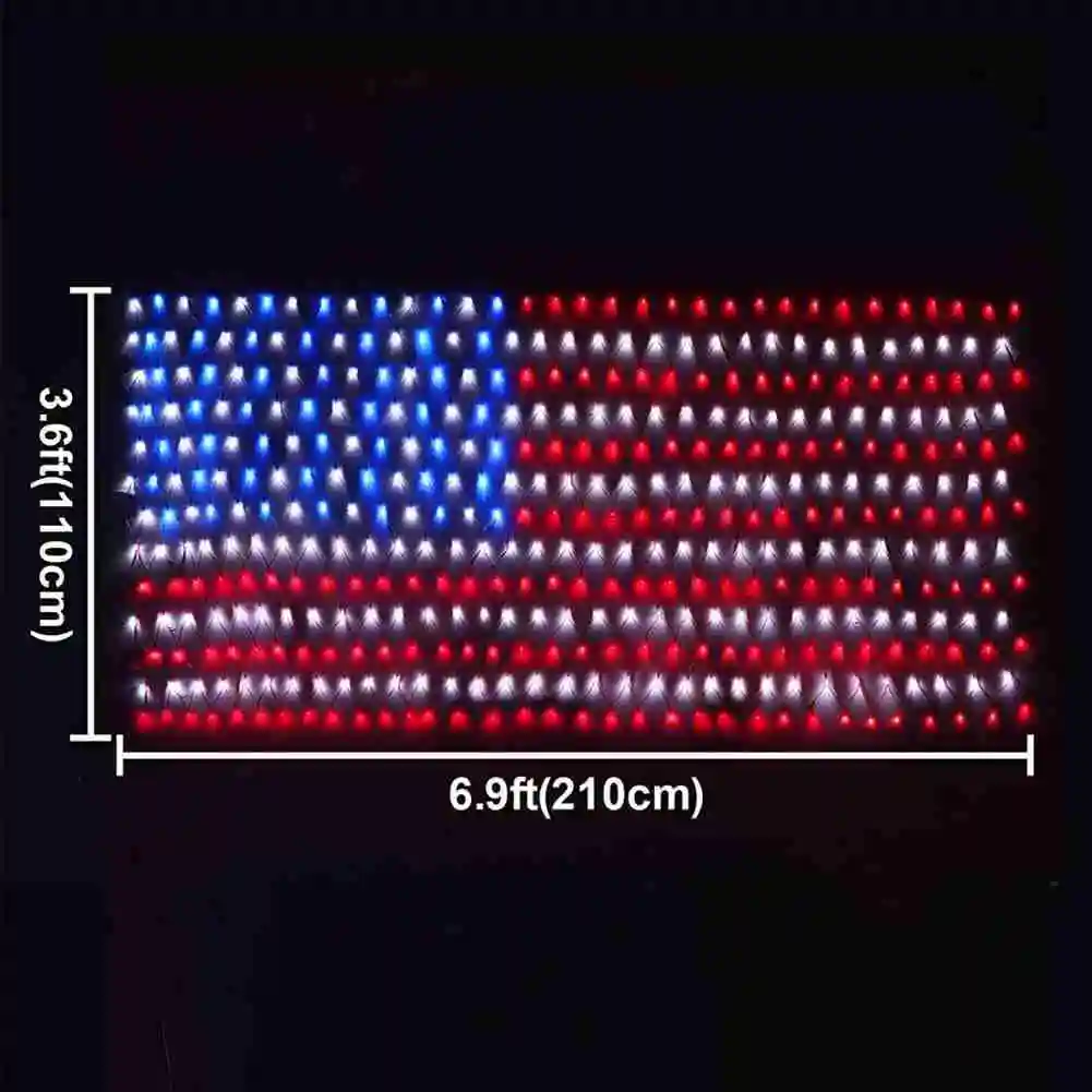 

2m x 1m Novelty Led Flag Net Lights of USA for Festival Holiday Decoration Garden Indoor Outdoor Waterproof 110V US Plug
