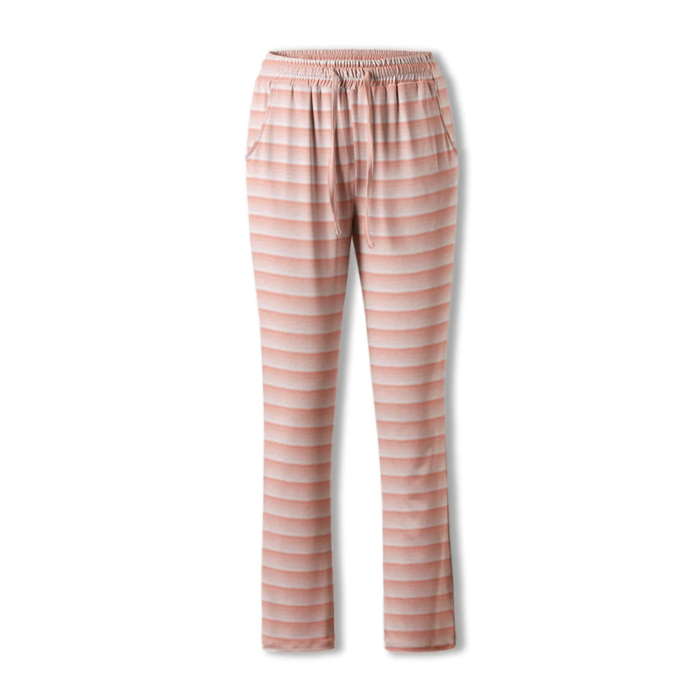 Детская пижама в полоску для сна пижамные штаны Женская длинная домашняя одежда