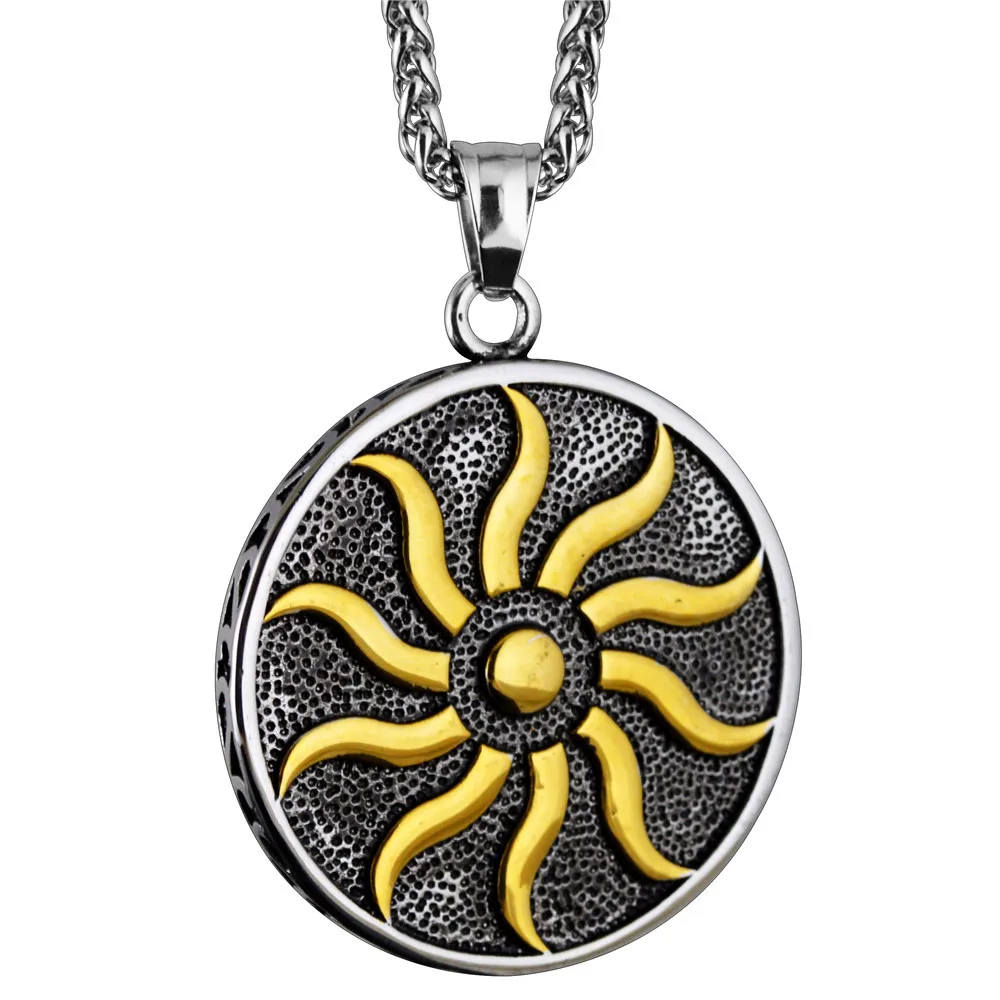 

Megin D Punk Vintage Personality Sun Totem Titanium Steel Necklaces for Men Women Couple Friend Fashion Design Gift Jewelry