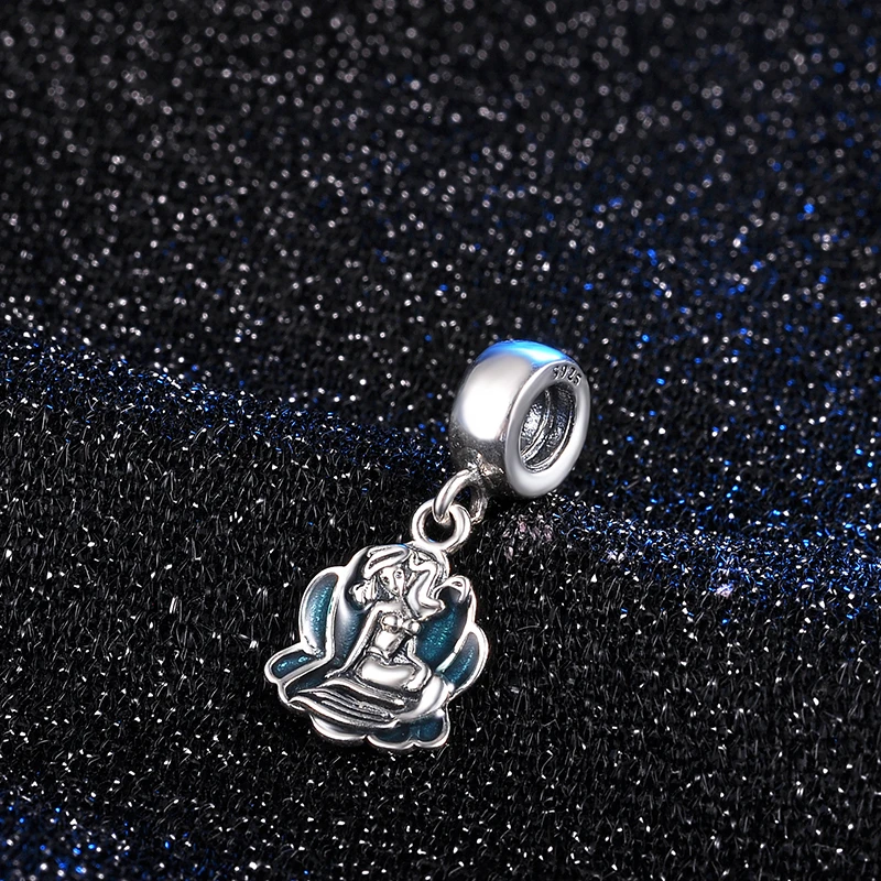 DEVOLOVE подвеска с русалкой подлинное 925 пробы серебряные подвески шармы Голубая
