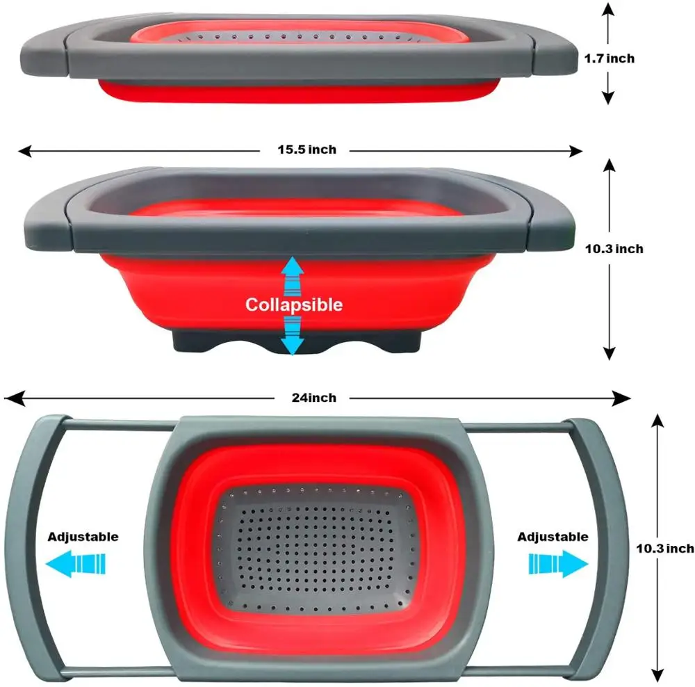 walfos food grade collapsible silicone fruit vegetable strainer sink wash basket kitchen cooking basket strainer gadget free global shipping