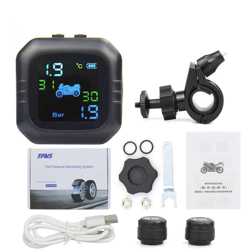 Новейший мотоцикл TPMS давление в шинах беспроводной монитор внешние датчики давления