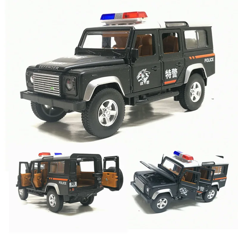 1:32 Высокая моделирования Land Defender Jeep полицейский автомобиль мальчик ребенок